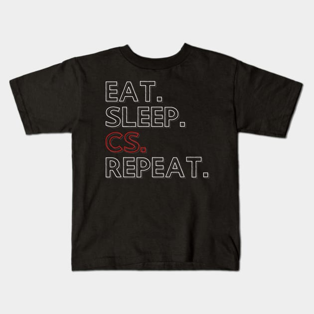 Eat Sleep CS Repeat Kids T-Shirt by PhoenixDamn